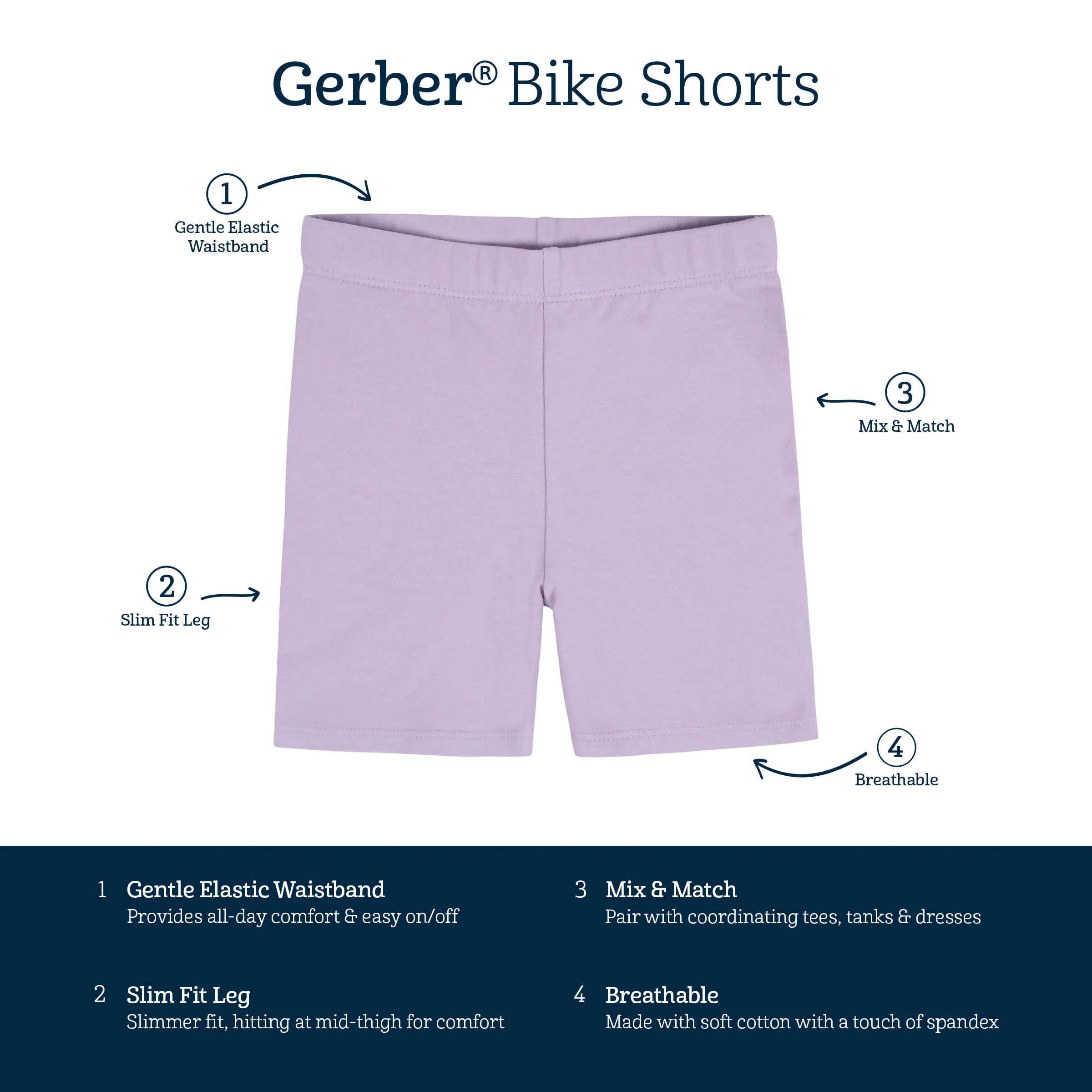 2-Pack Infant & Toddler Girls Pink & Purple Pull-On Bike Shorts