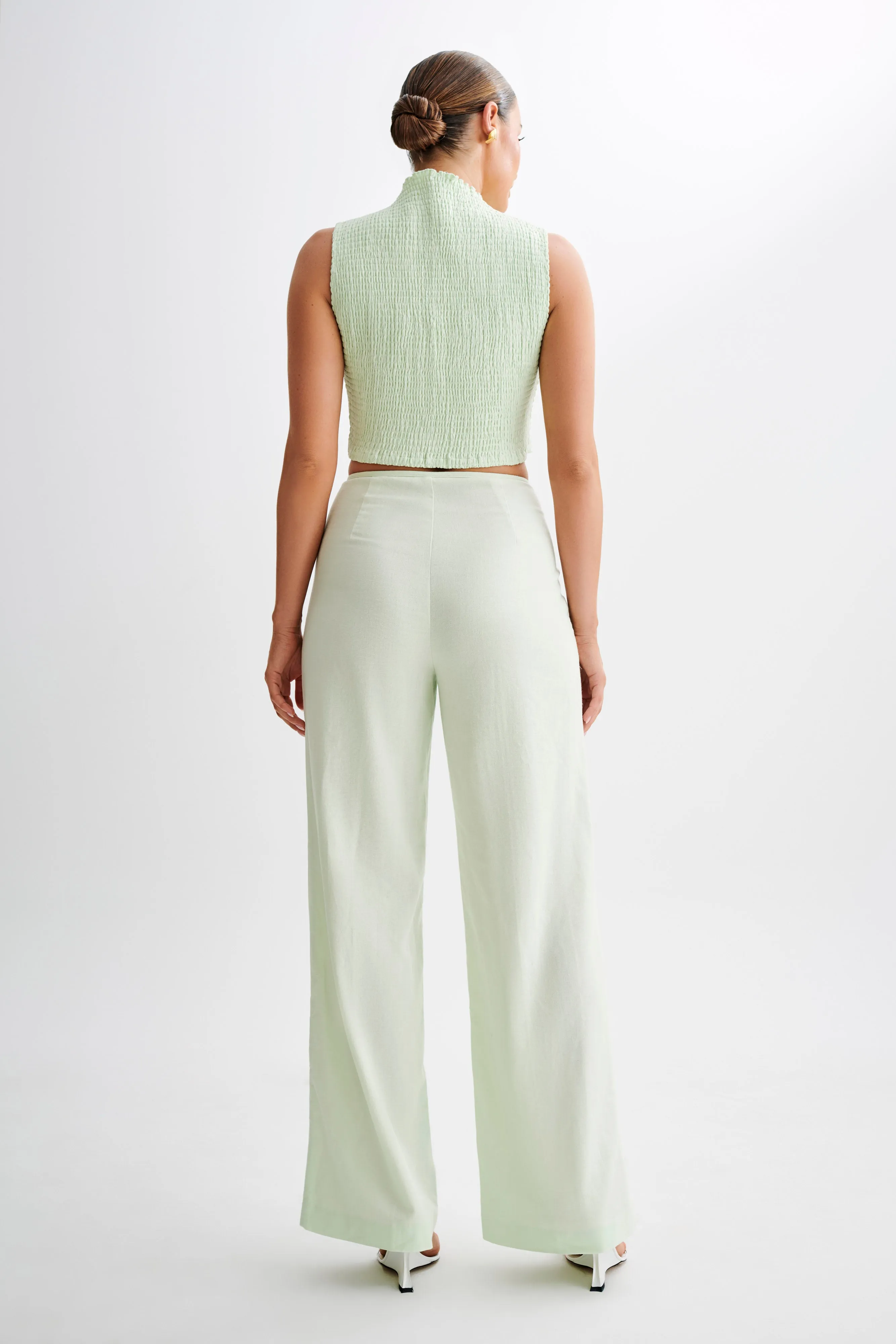 Adrina Straight Leg Linen Pant - Mint