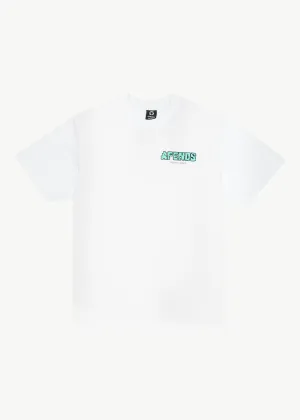 AFENDS Mens World - Retro Graphic Logo T-Shirt - White