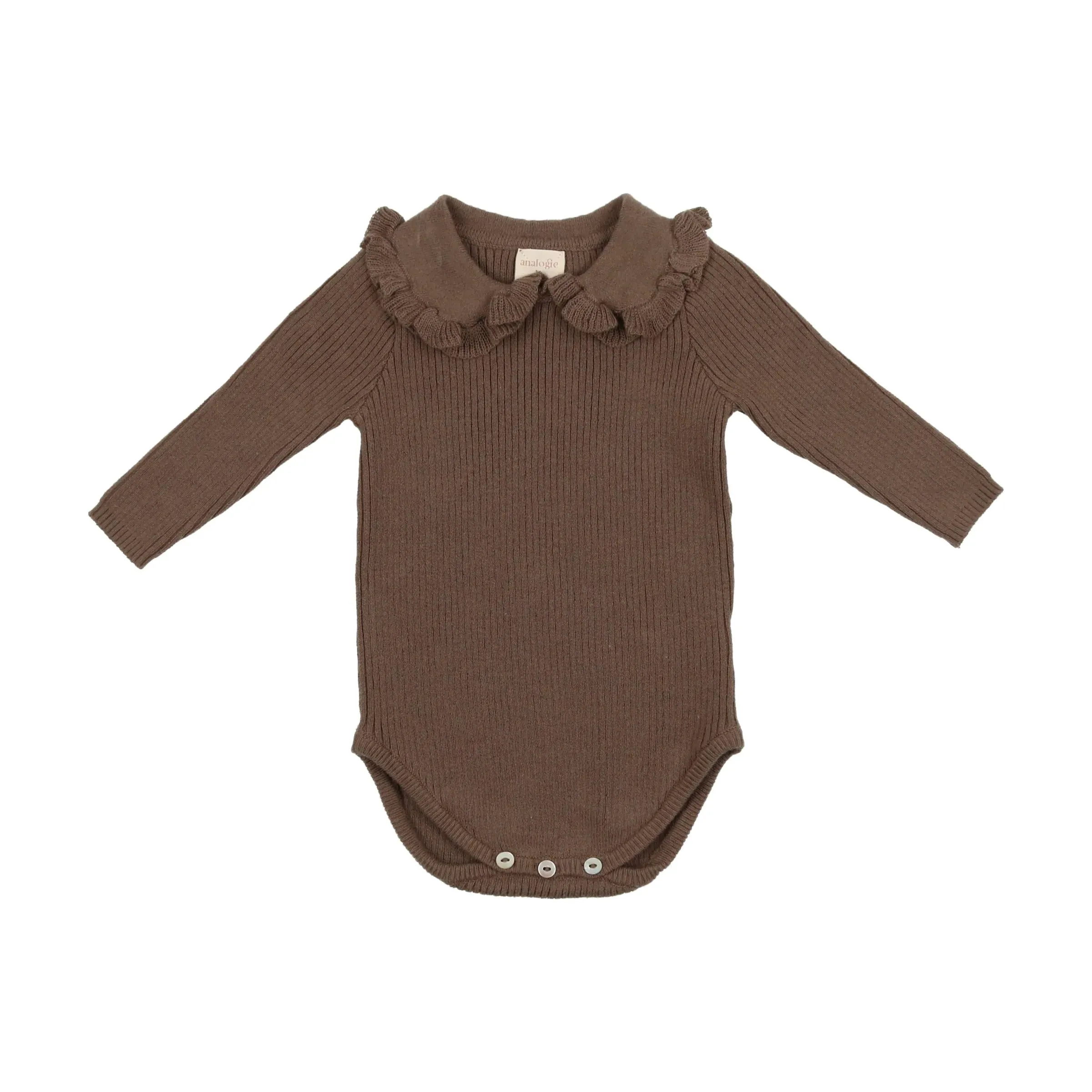 Analogie Ruffle Collar Knit Sweater Onesie - Mushroom