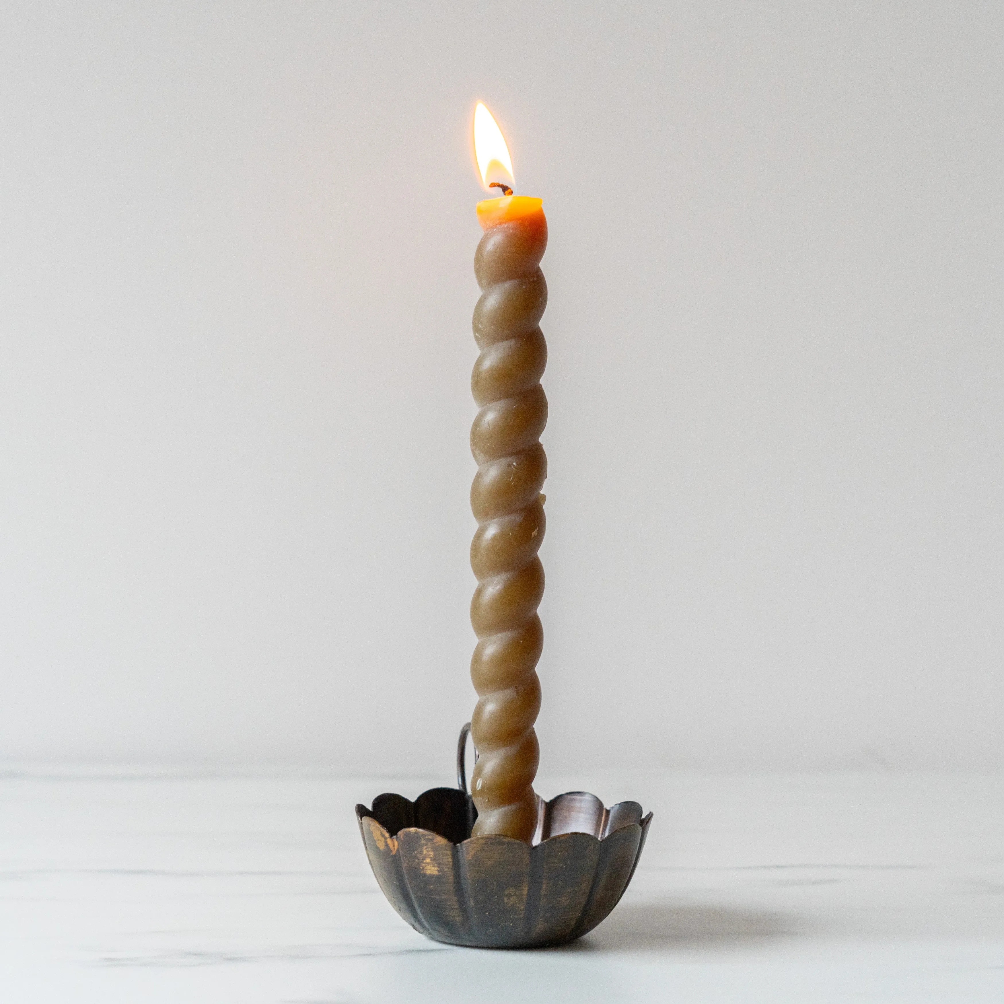 Antiqued Scallop Taper Candle Holder