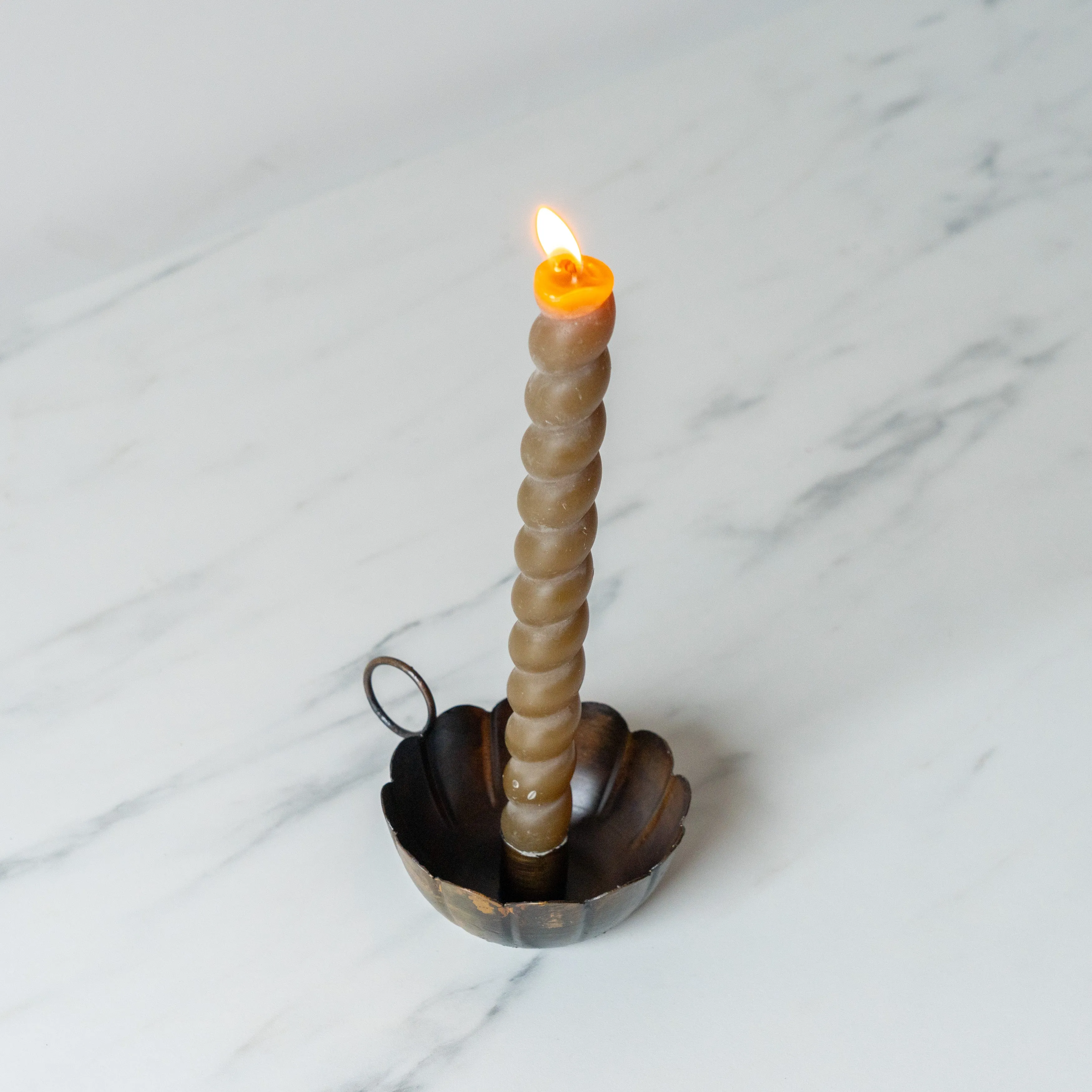 Antiqued Scallop Taper Candle Holder