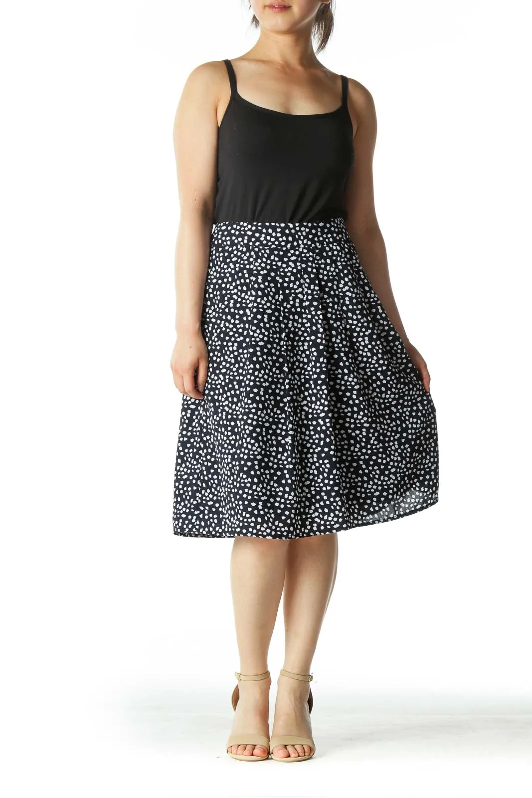 Black and White Polka Dot A-Line Skirt