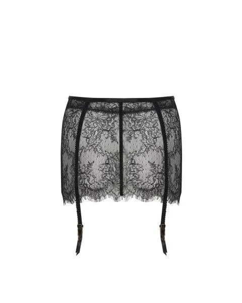 Camelia Skirt Garter Belt - Black -