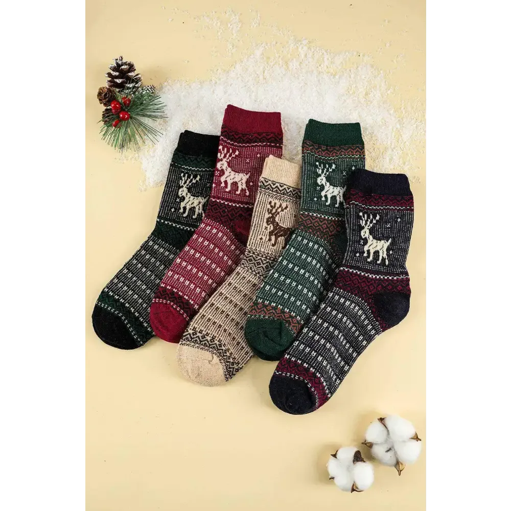 Charming Luxury Fashion for Women with Festive Reindeer Print Socks