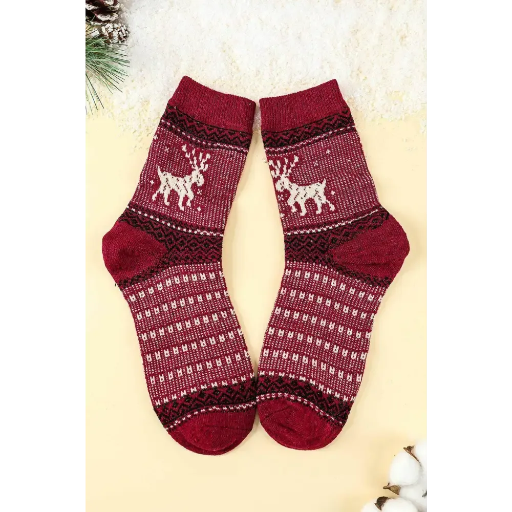 Charming Luxury Fashion for Women with Festive Reindeer Print Socks