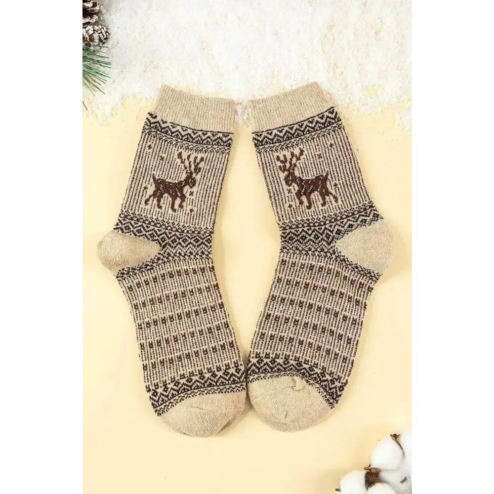 Charming Luxury Fashion for Women with Festive Reindeer Print Socks