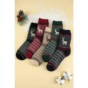 Charming Luxury Fashion for Women with Festive Reindeer Print Socks