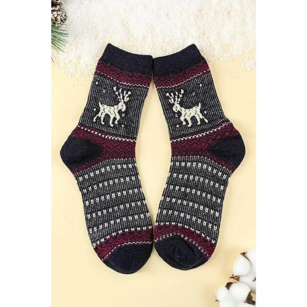 Charming Luxury Fashion for Women with Festive Reindeer Print Socks