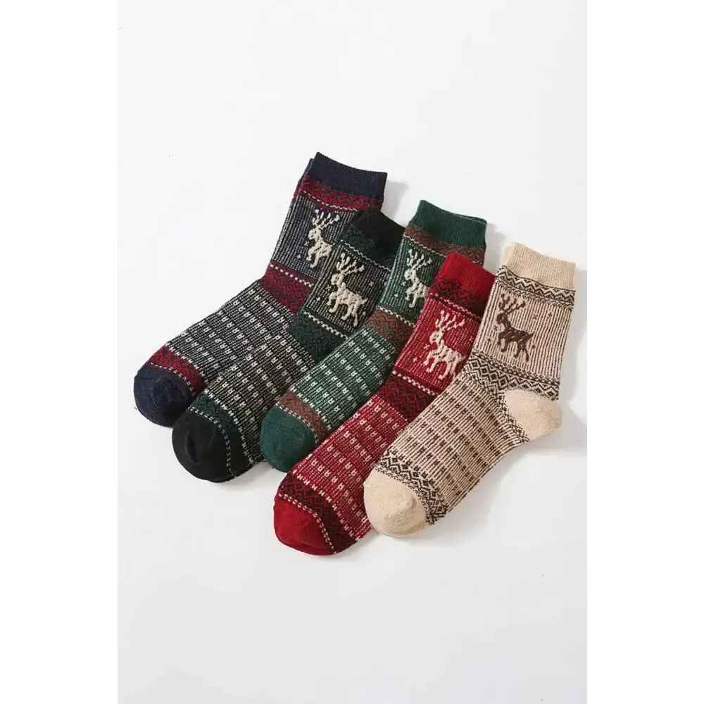 Charming Luxury Fashion for Women with Festive Reindeer Print Socks