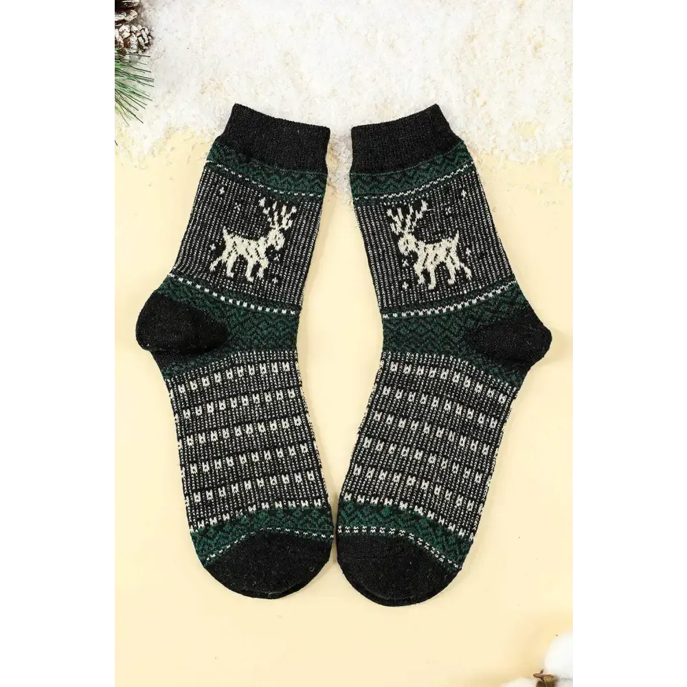 Charming Luxury Fashion for Women with Festive Reindeer Print Socks