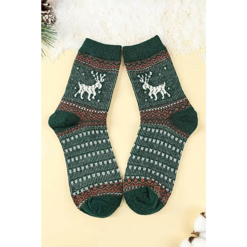 Charming Luxury Fashion for Women with Festive Reindeer Print Socks