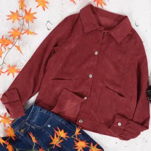 Corduroy Button Collared Jacket