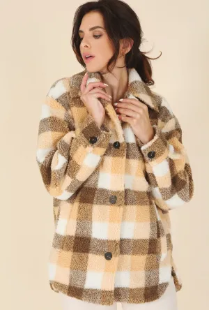 Cozy Plaid Sherpa Jacket with Pockets