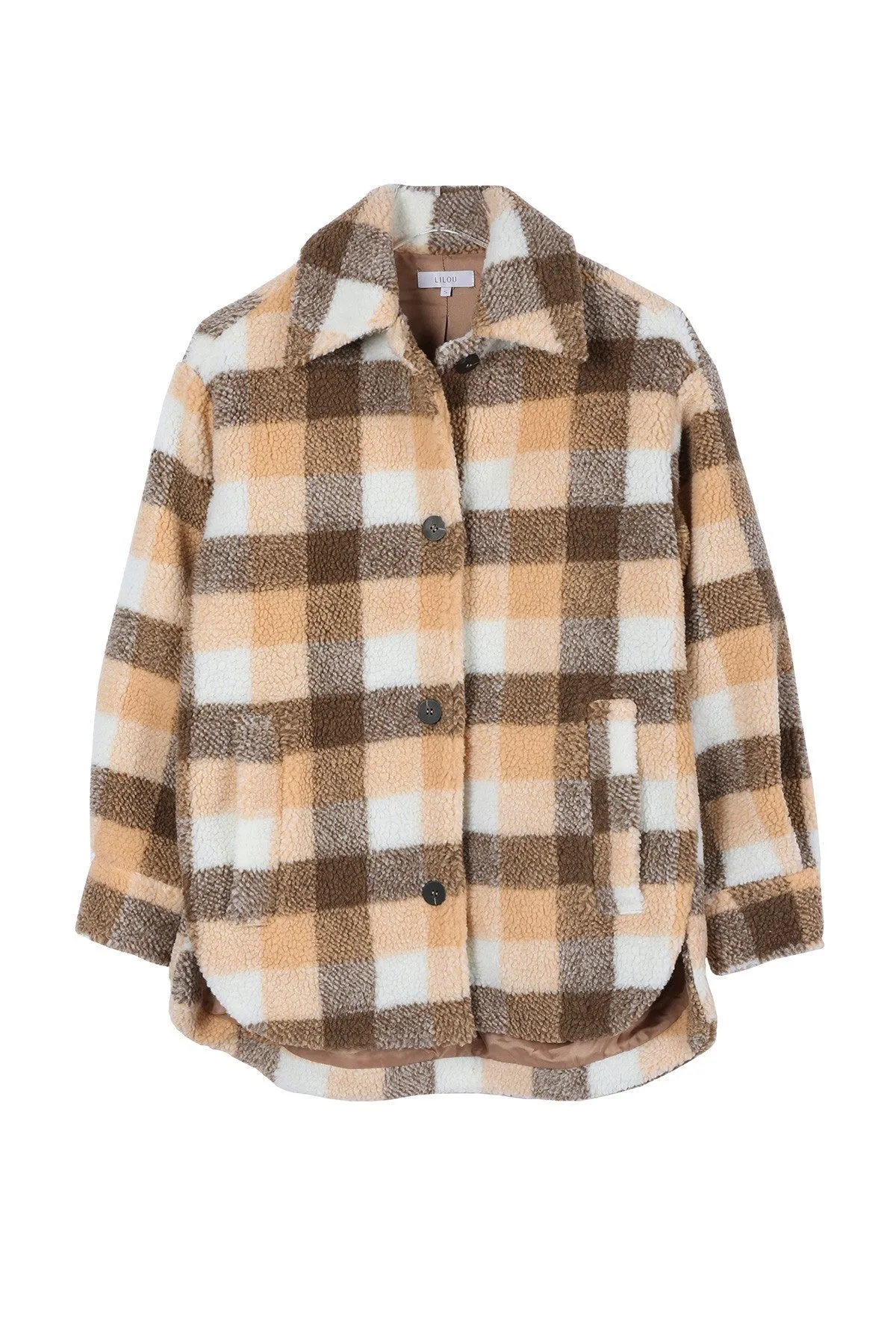 Cozy Plaid Sherpa Jacket with Pockets