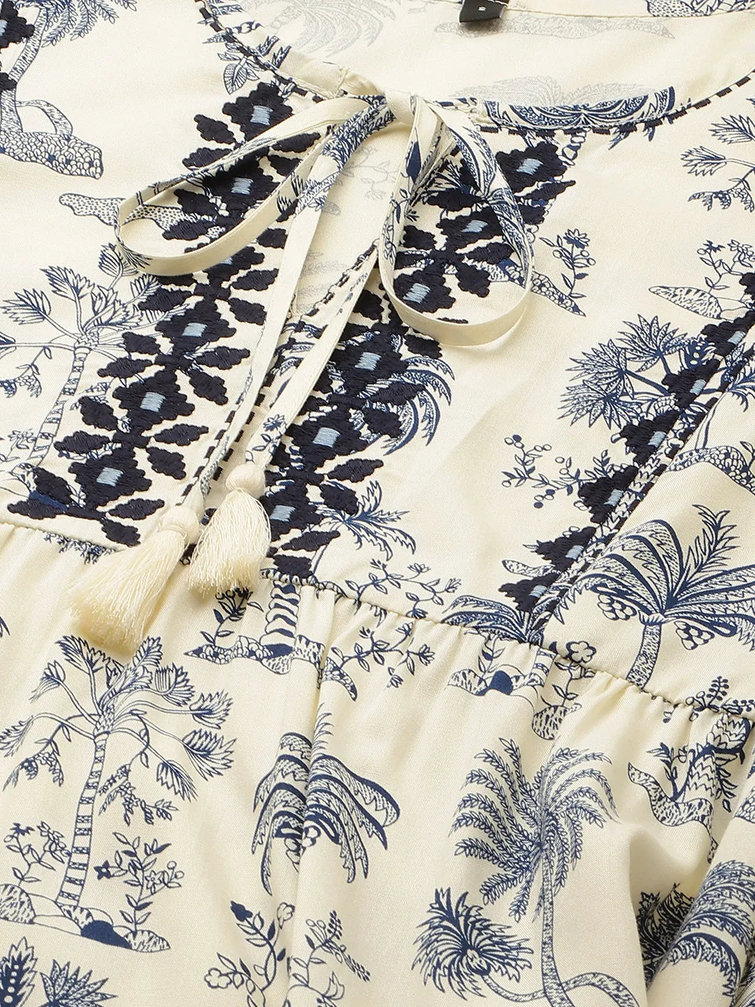 Cream Embroidered Cotton Top