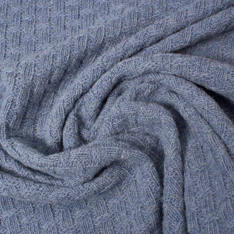 Denim Blue Cable Knit Wool