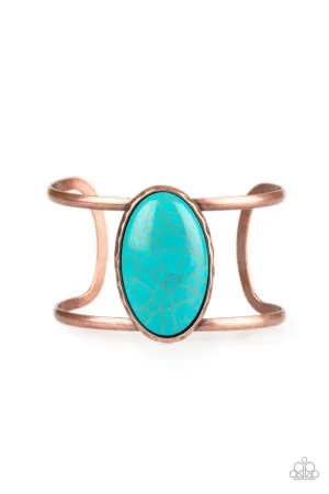 Desert Empress Copper and Turquoise Stone Cuff Bracelet - Paparazzi Accessories