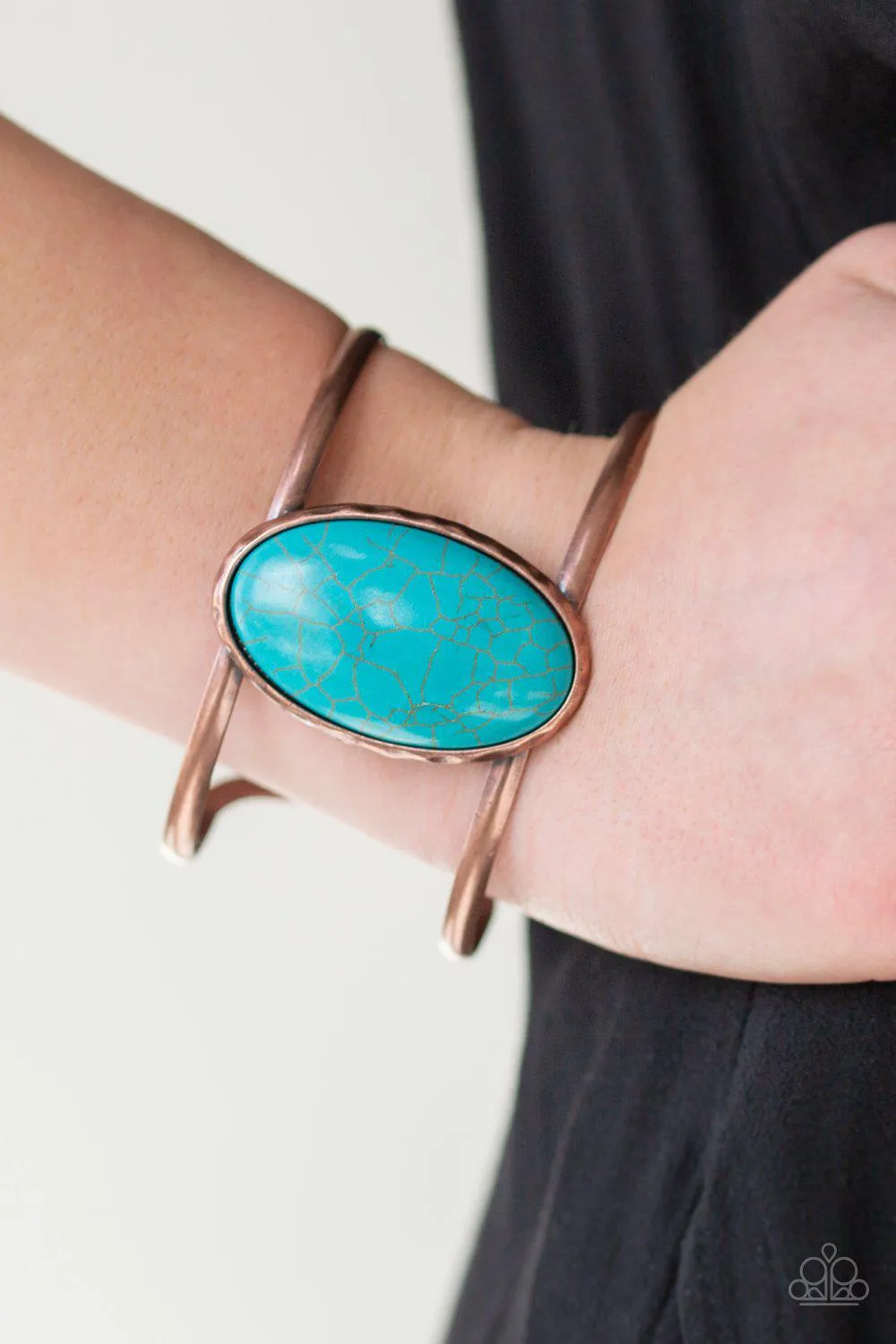 Desert Empress Copper and Turquoise Stone Cuff Bracelet - Paparazzi Accessories