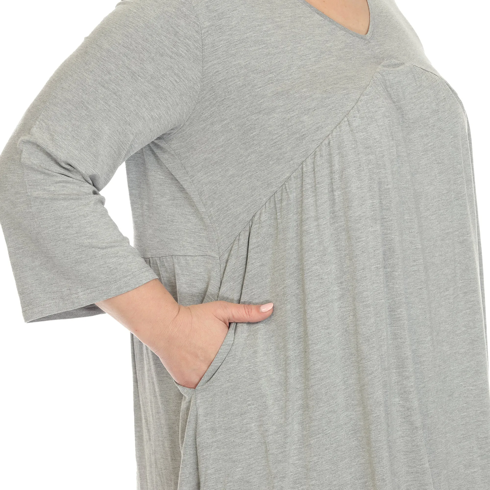 Empire Waist V-Neck Tunic Top - Plus