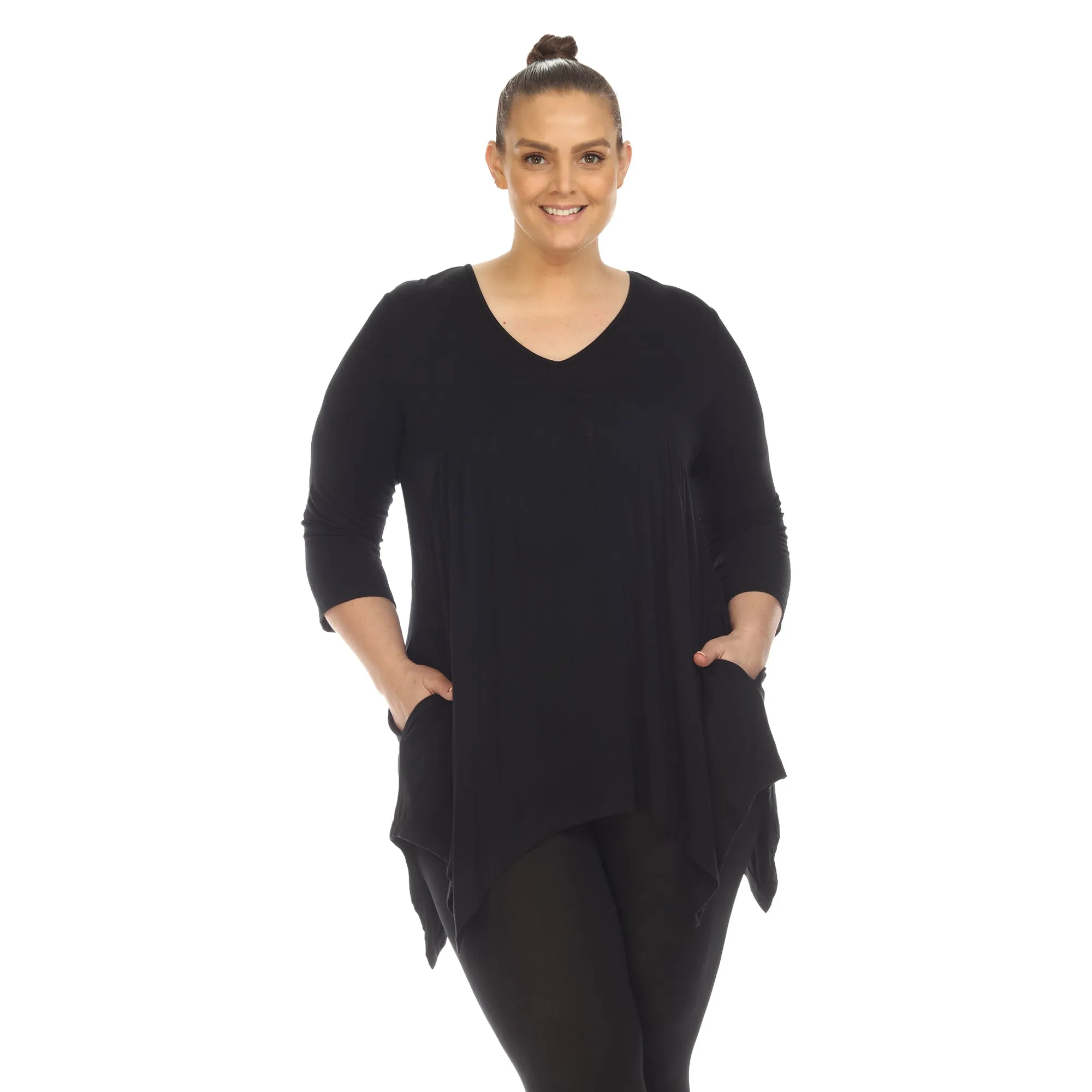 Empire Waist V-Neck Tunic Top - Plus