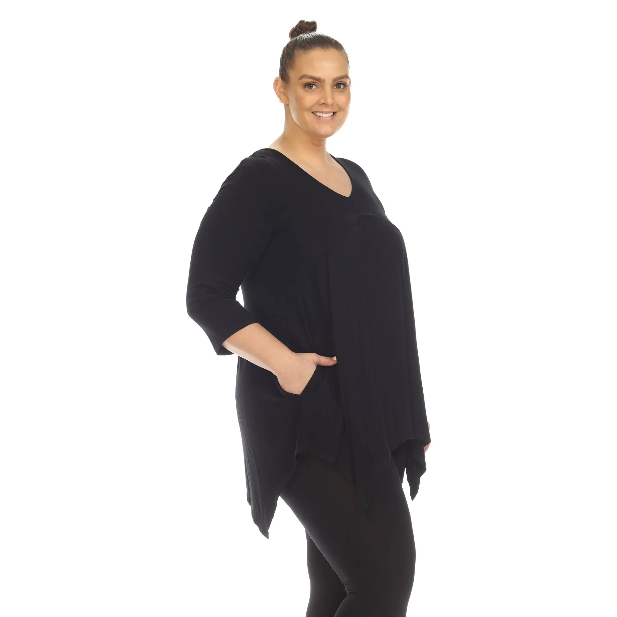 Empire Waist V-Neck Tunic Top - Plus