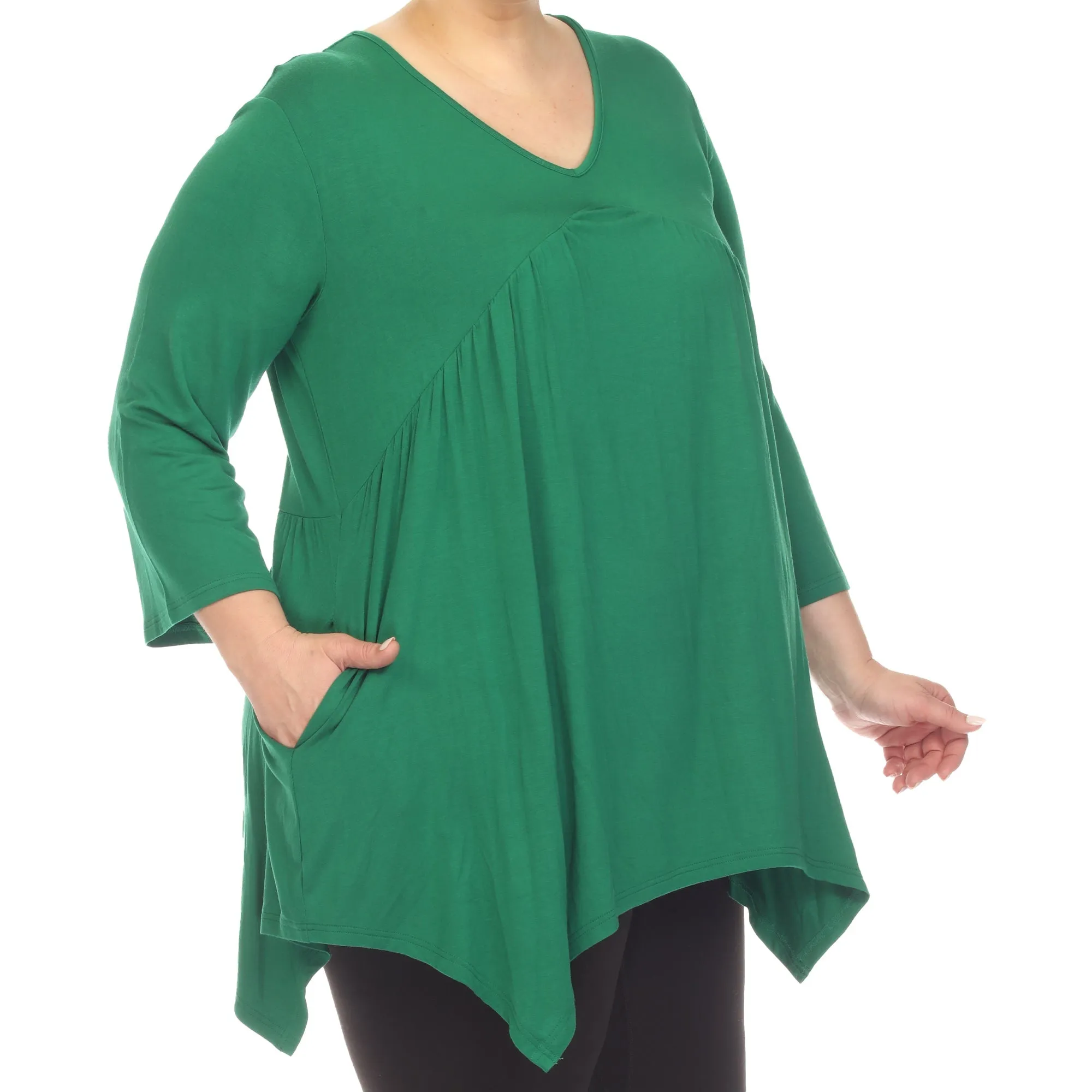 Empire Waist V-Neck Tunic Top - Plus