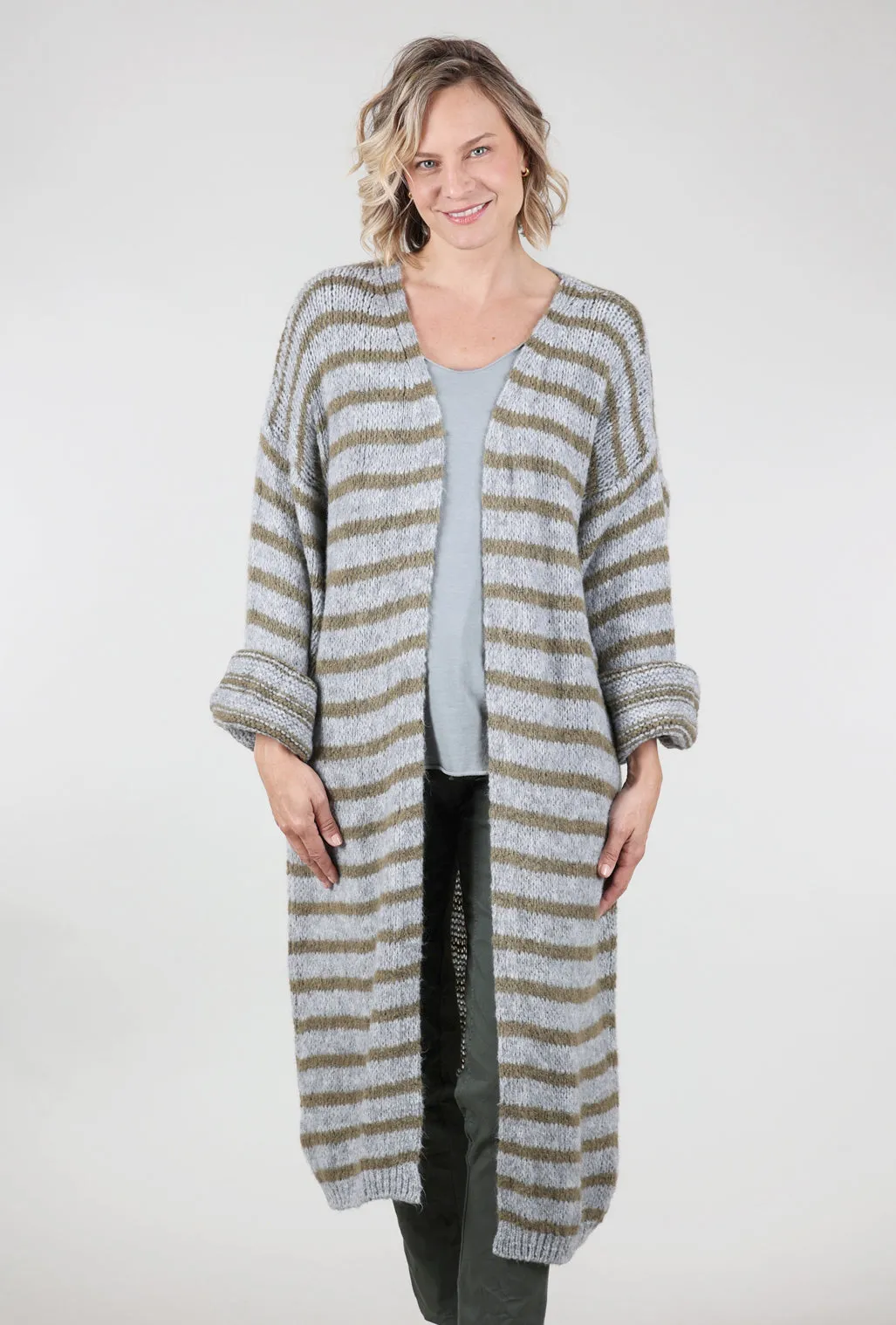 Flo Long Cardie, Gray/Moss