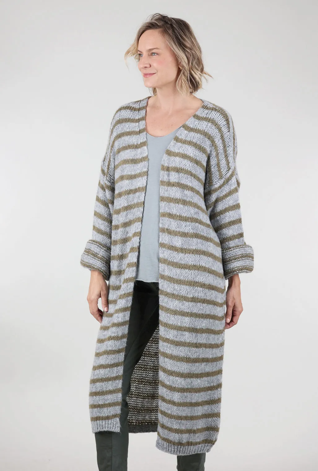 Flo Long Cardie, Gray/Moss