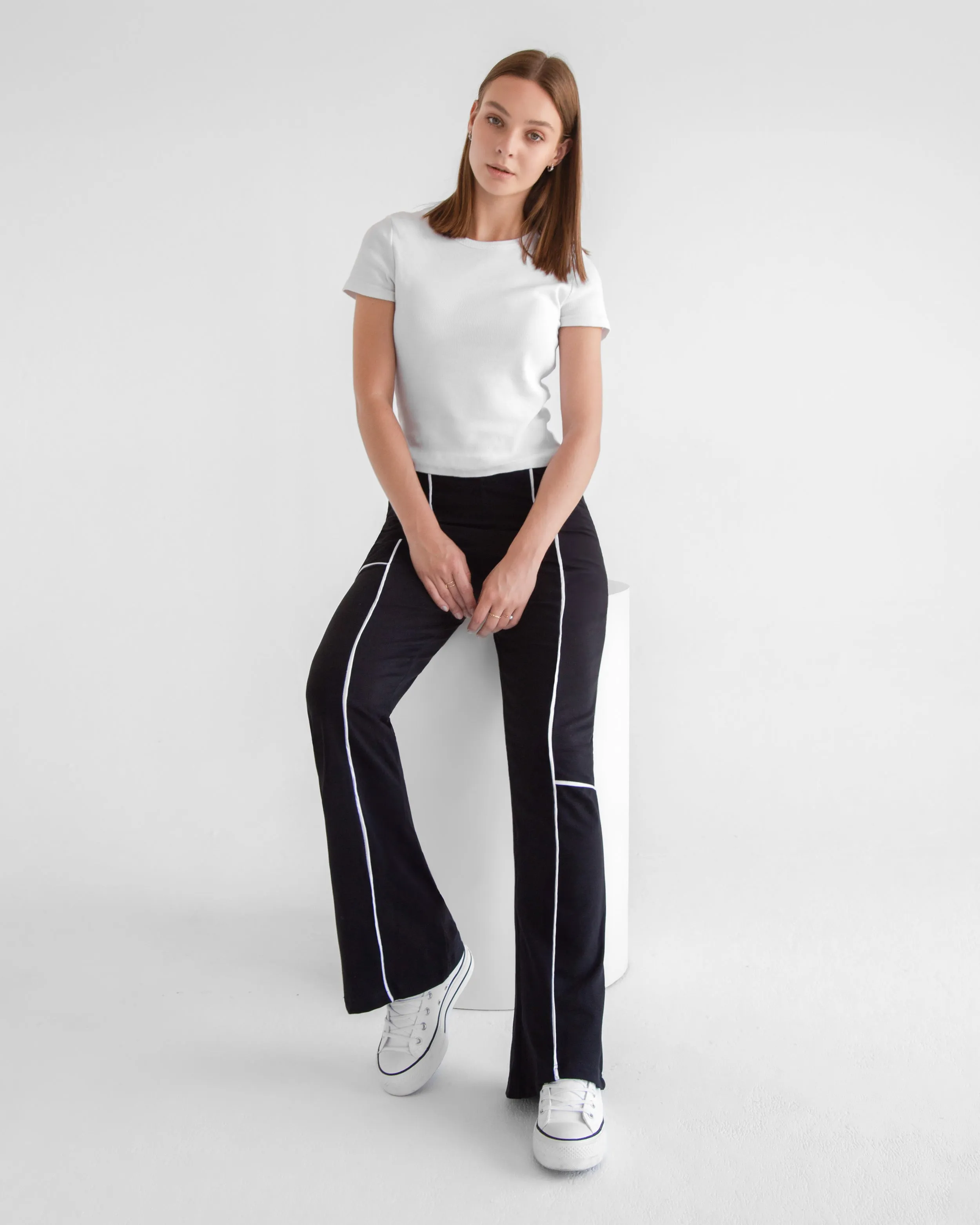 Front Striped Wide Leg Sweatpants