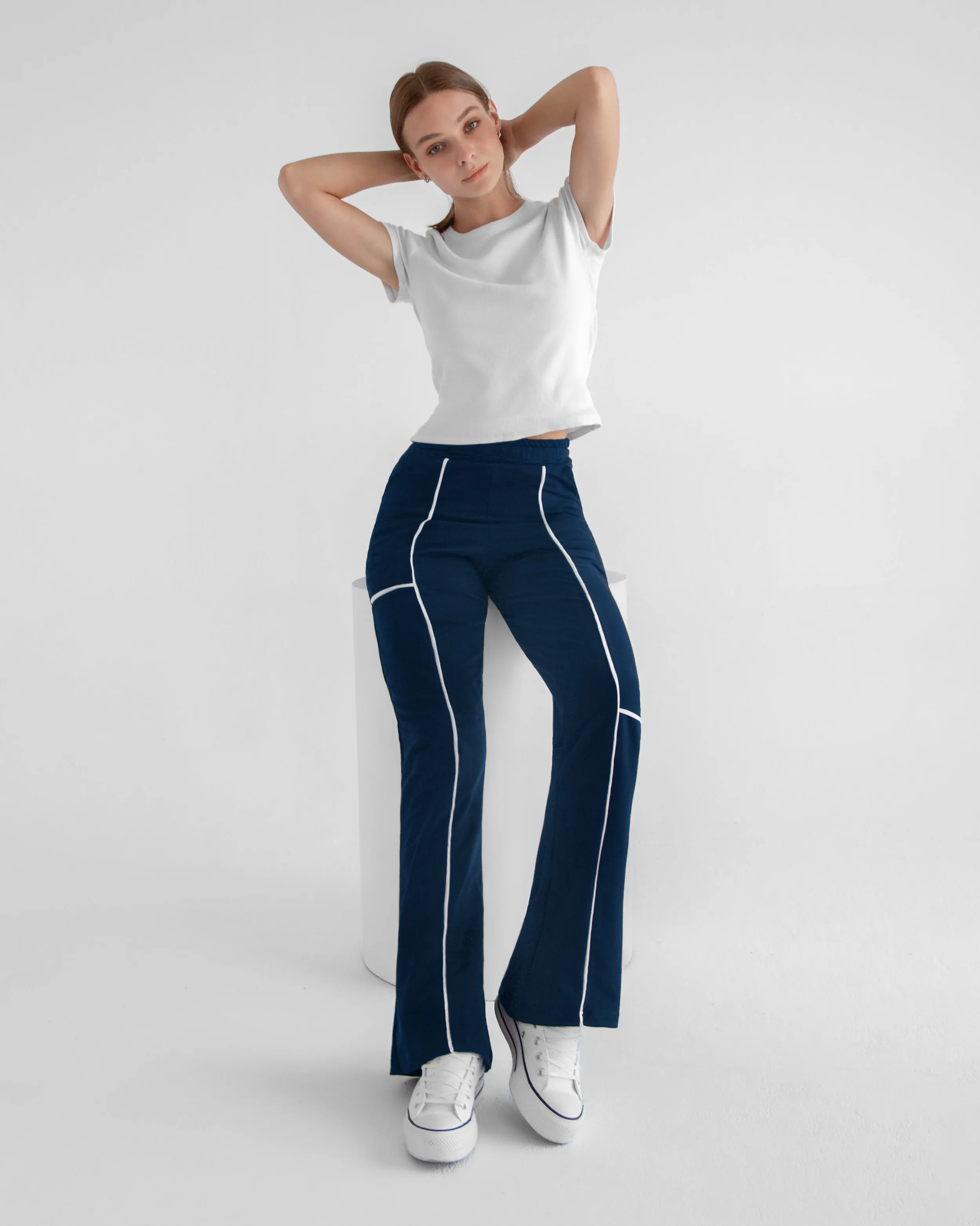 Front Striped Wide Leg Sweatpants