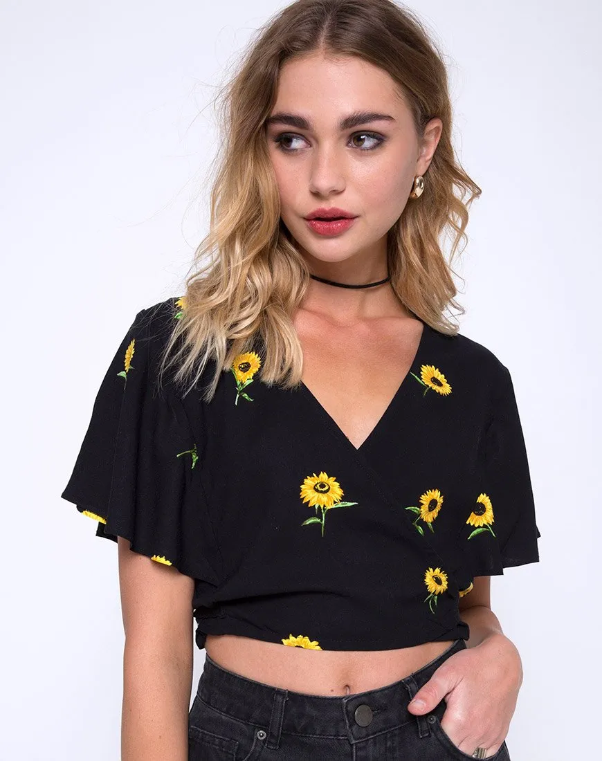 Gios Crop Top in Ditsy Sunflower