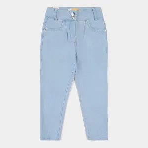 Girls Denim Stretch Pant Mom Fit-Ice Blue