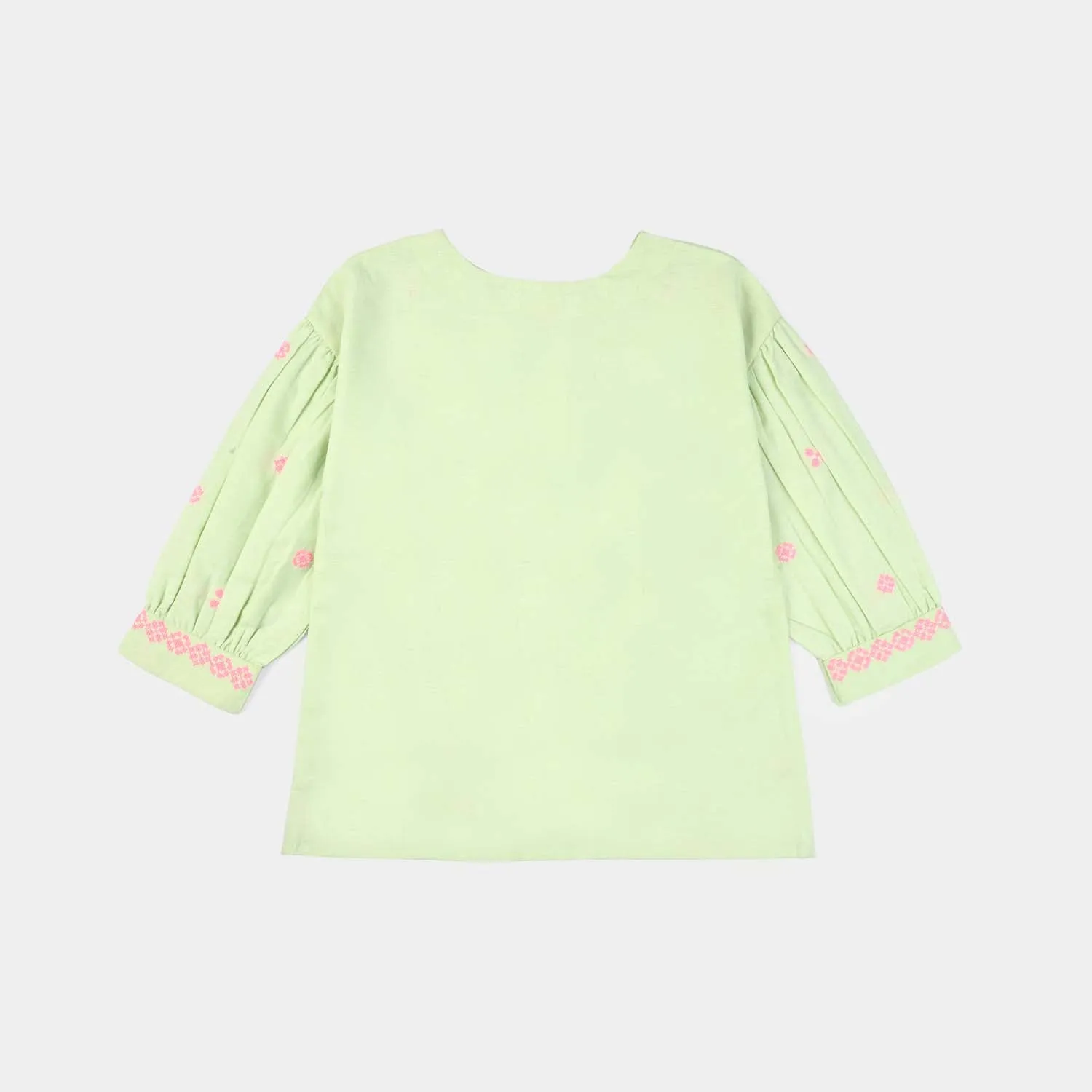 Girls Oxford Emb Top Cross Green-Mint.Green