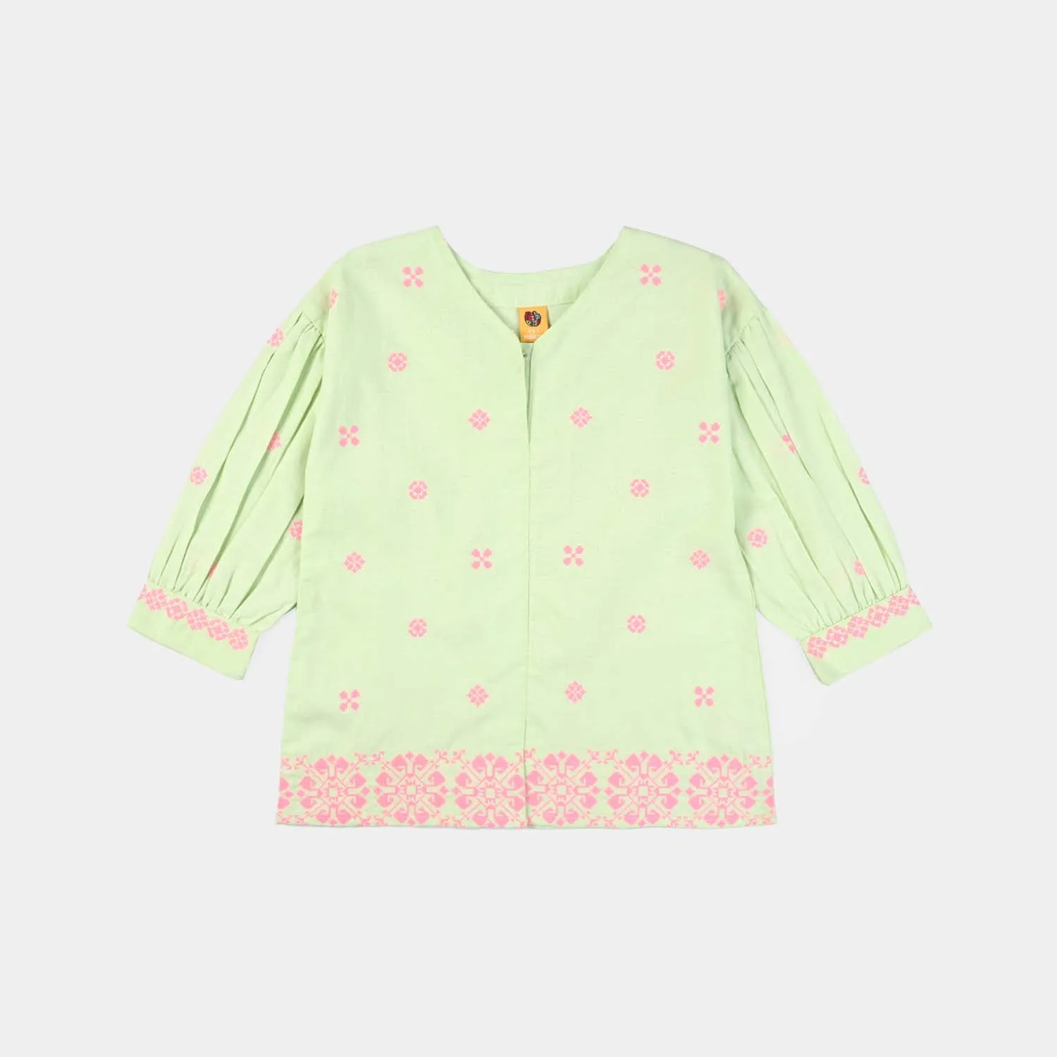 Girls Oxford Emb Top Cross Green-Mint.Green