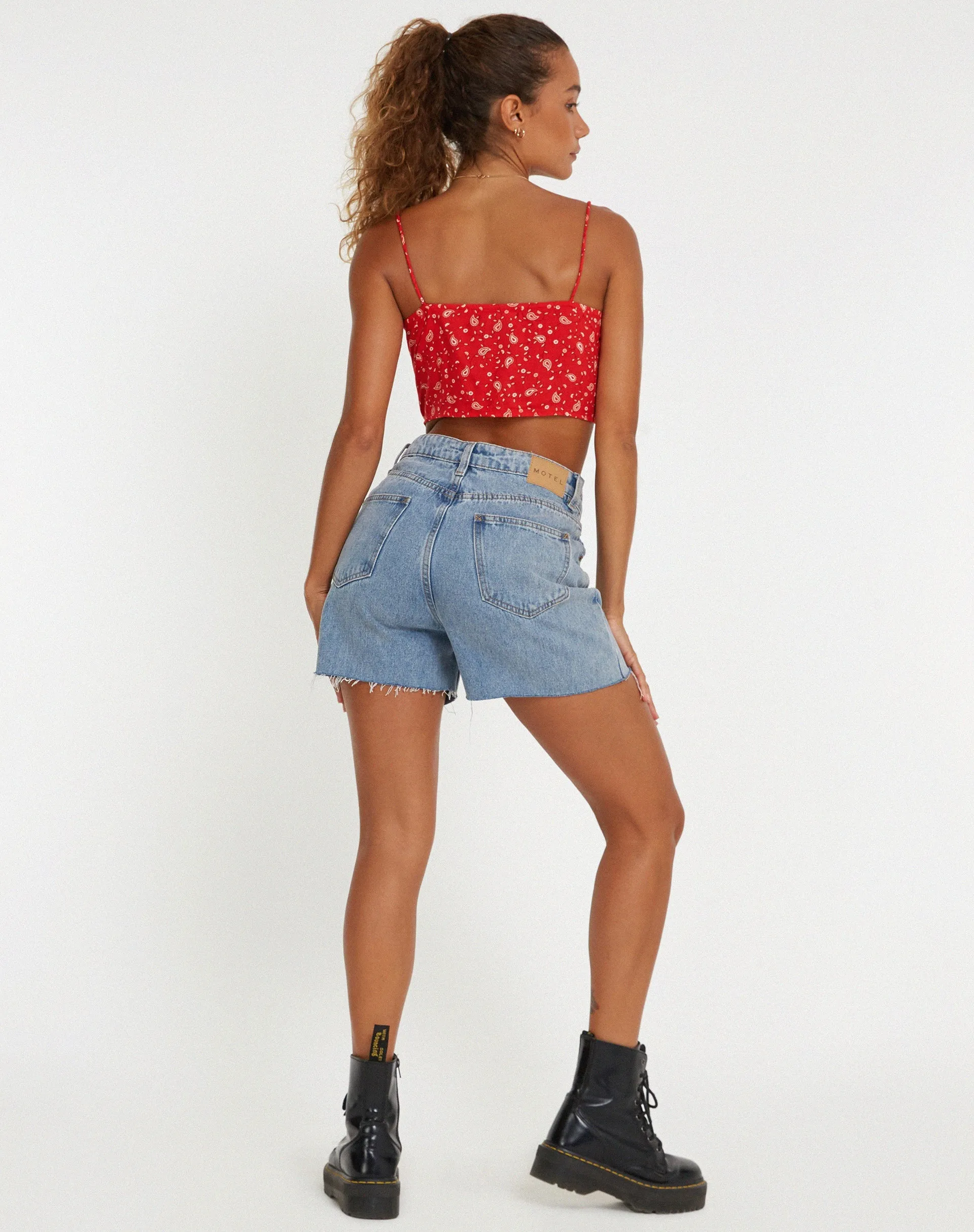 Hema Crop Top in Paisley Fun Red