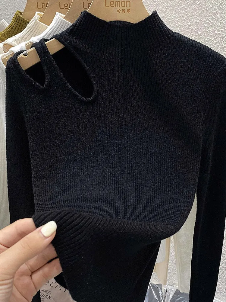 Hollow Out Knitted Jumper Pullover Sweater