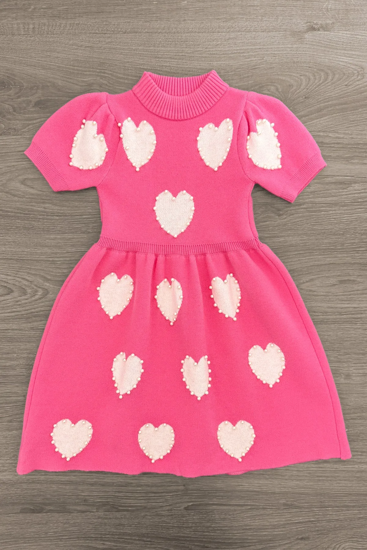 Hot Pink Pearl Heart Sweater Dress