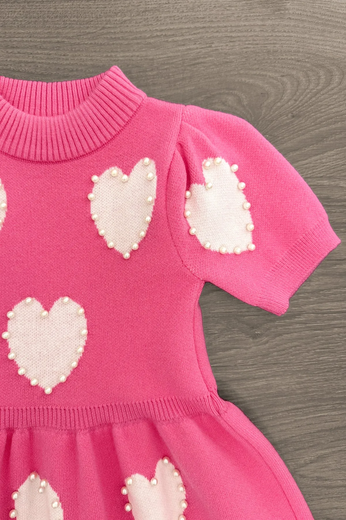 Hot Pink Pearl Heart Sweater Dress