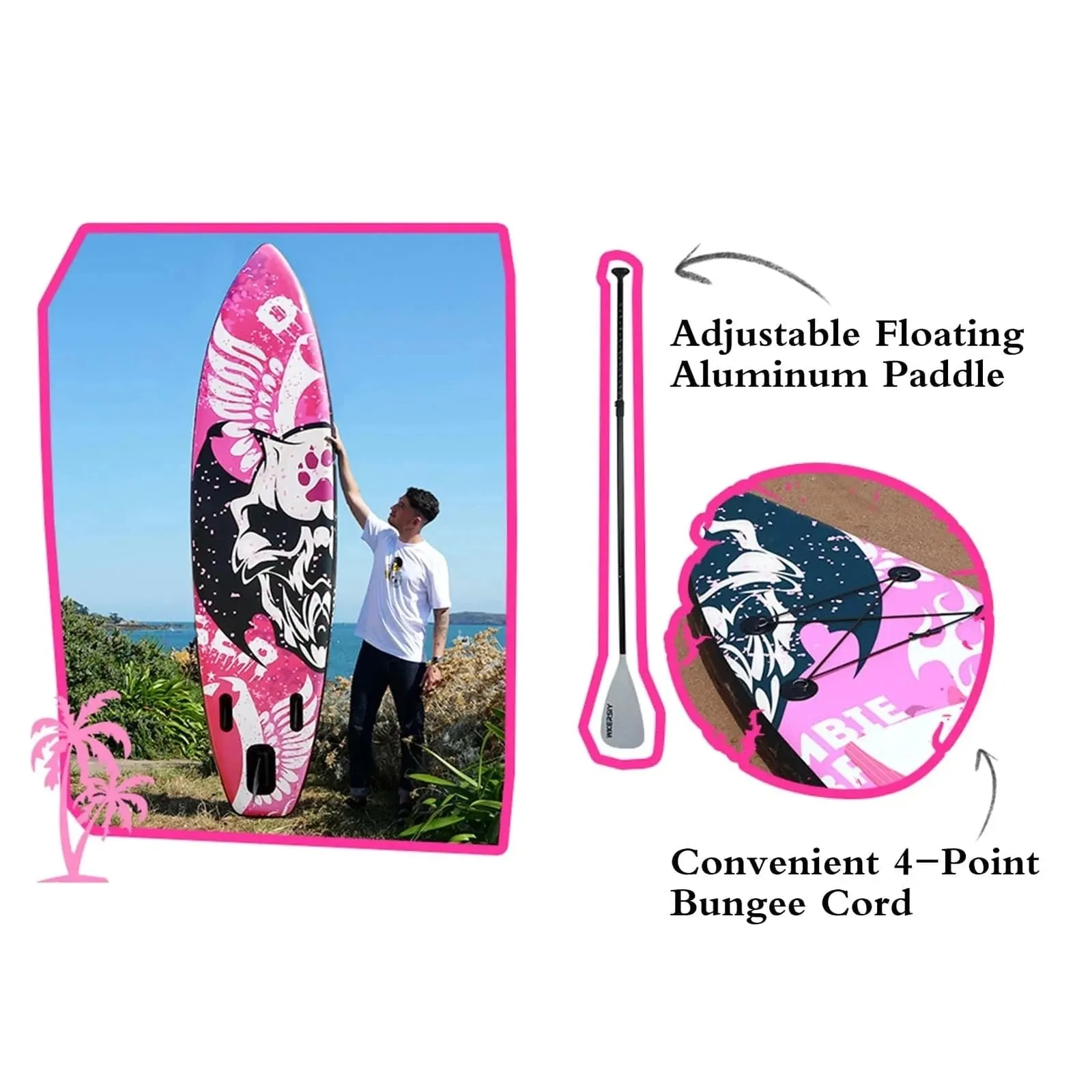 Inflatable Stand Up Paddleboard SUP Board 6" Thick SUP Surfboard Surf Set with Paddleboard Surf Fin Coiled Leash Inflator Pump