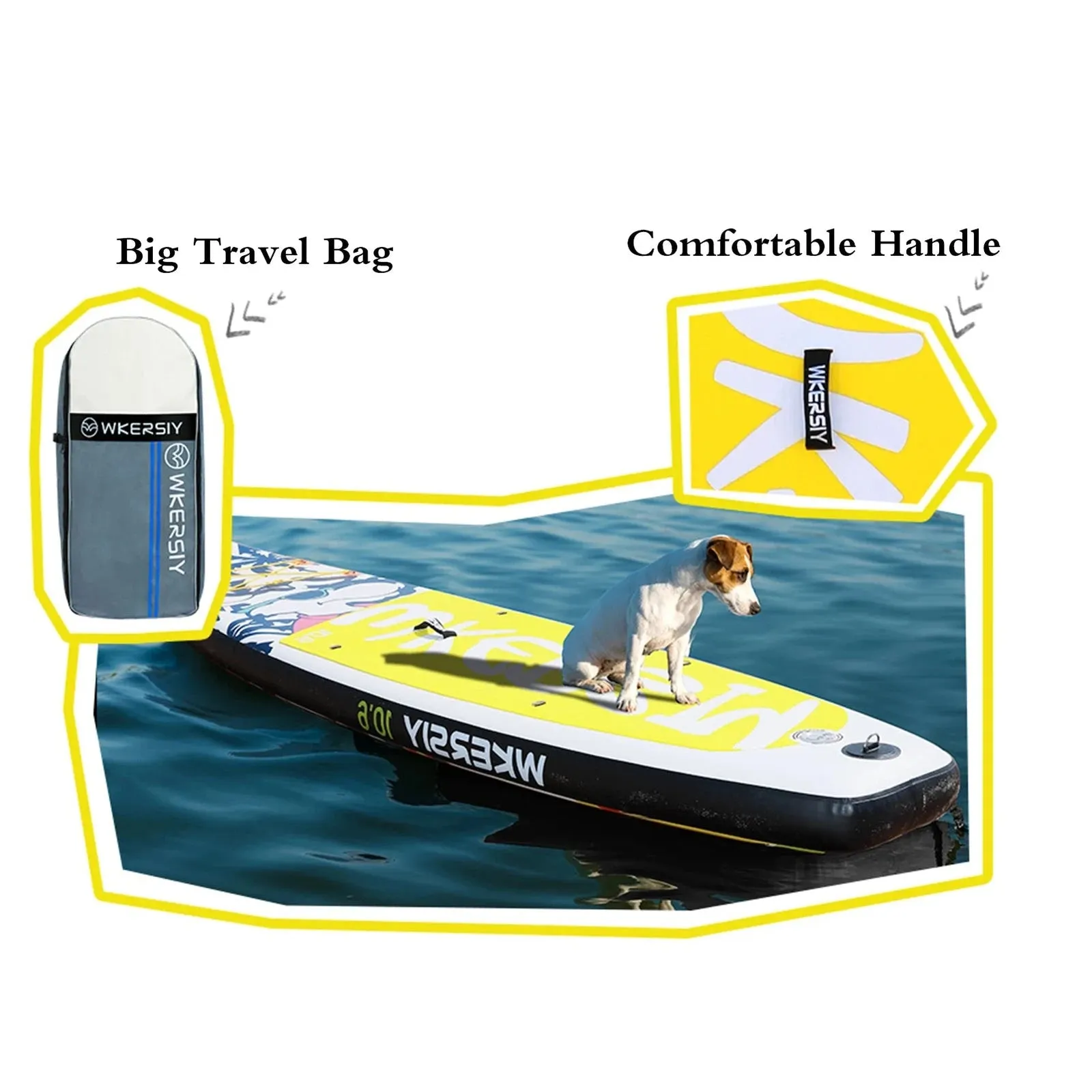 Inflatable Stand Up Paddleboard SUP Board 6" Thick SUP Surfboard Surf Set with Paddleboard Surf Fin Coiled Leash Inflator Pump