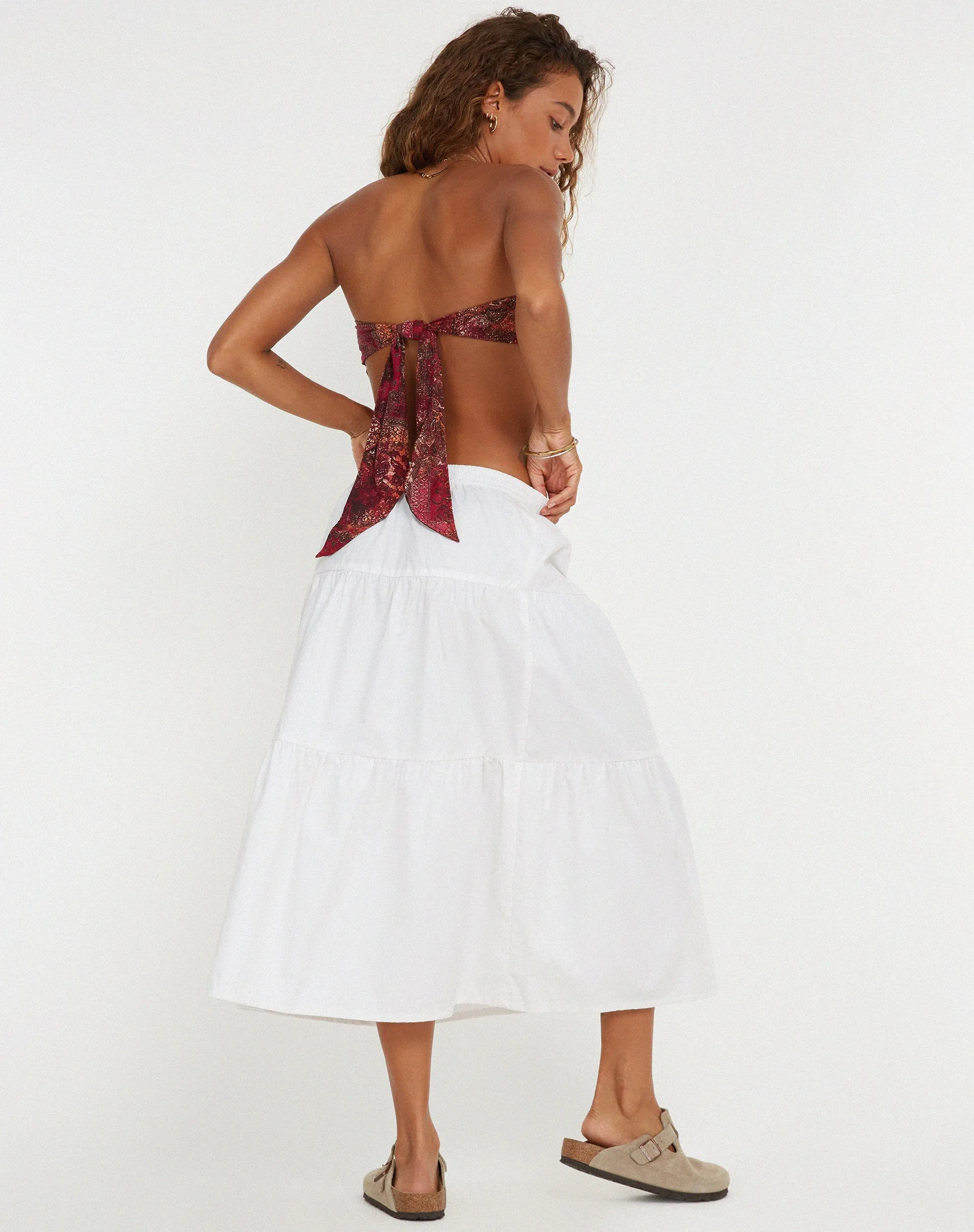 Iryas Bandeau Top in Abstract Paisley Red