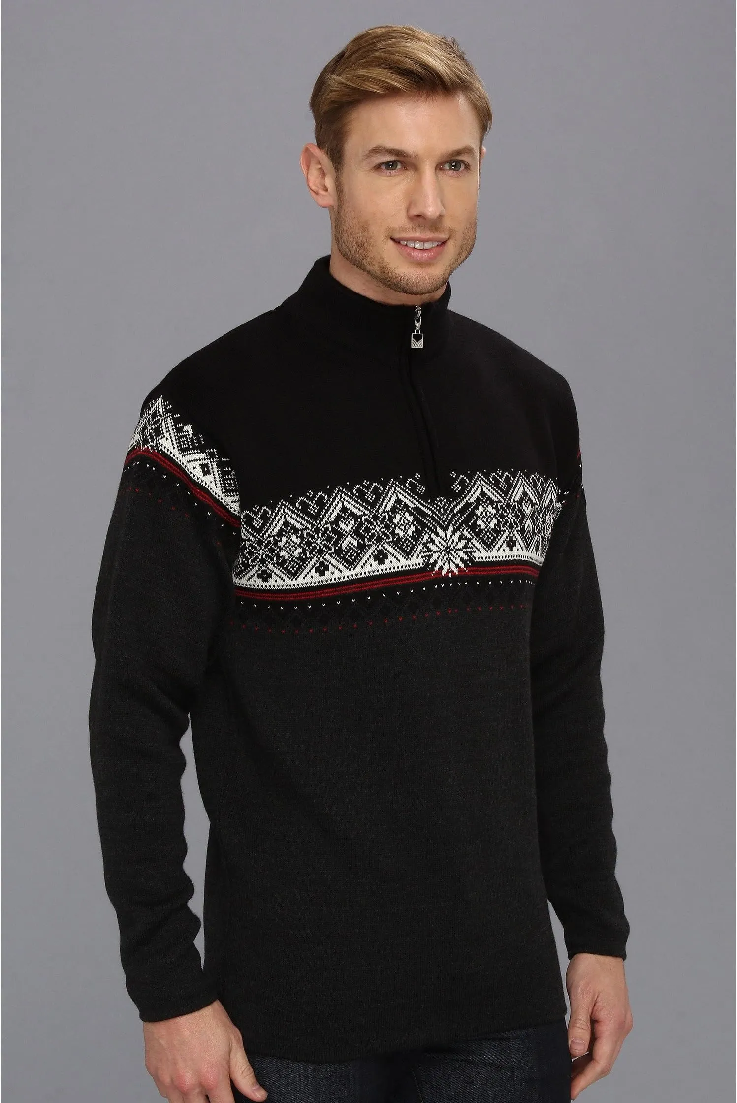 Moritz Masculine Dale of Norway Sweater, E-Teer Vig/Raspberry/Black/Off White