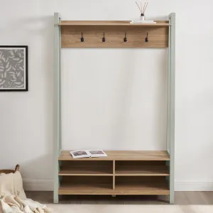 Nell Hallway Shelf with Hooks - Sage Green