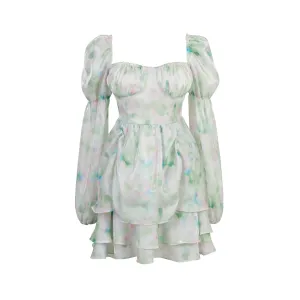 Puff Sleeve Light Green Dress