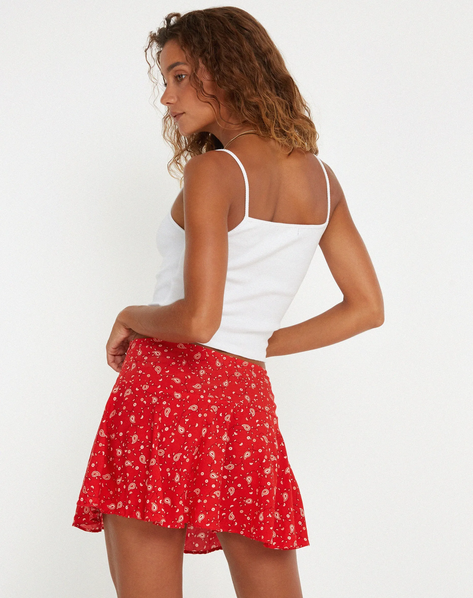 Rara Mini Skirt in Paisley Fun Red