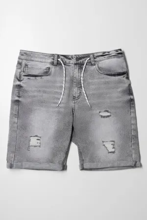 Ripped Drawstring Short Grey