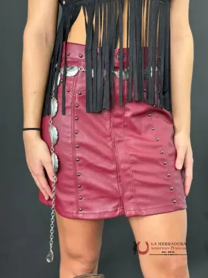 Rock&Roll BURGUNDY PLEATHER SKIRT