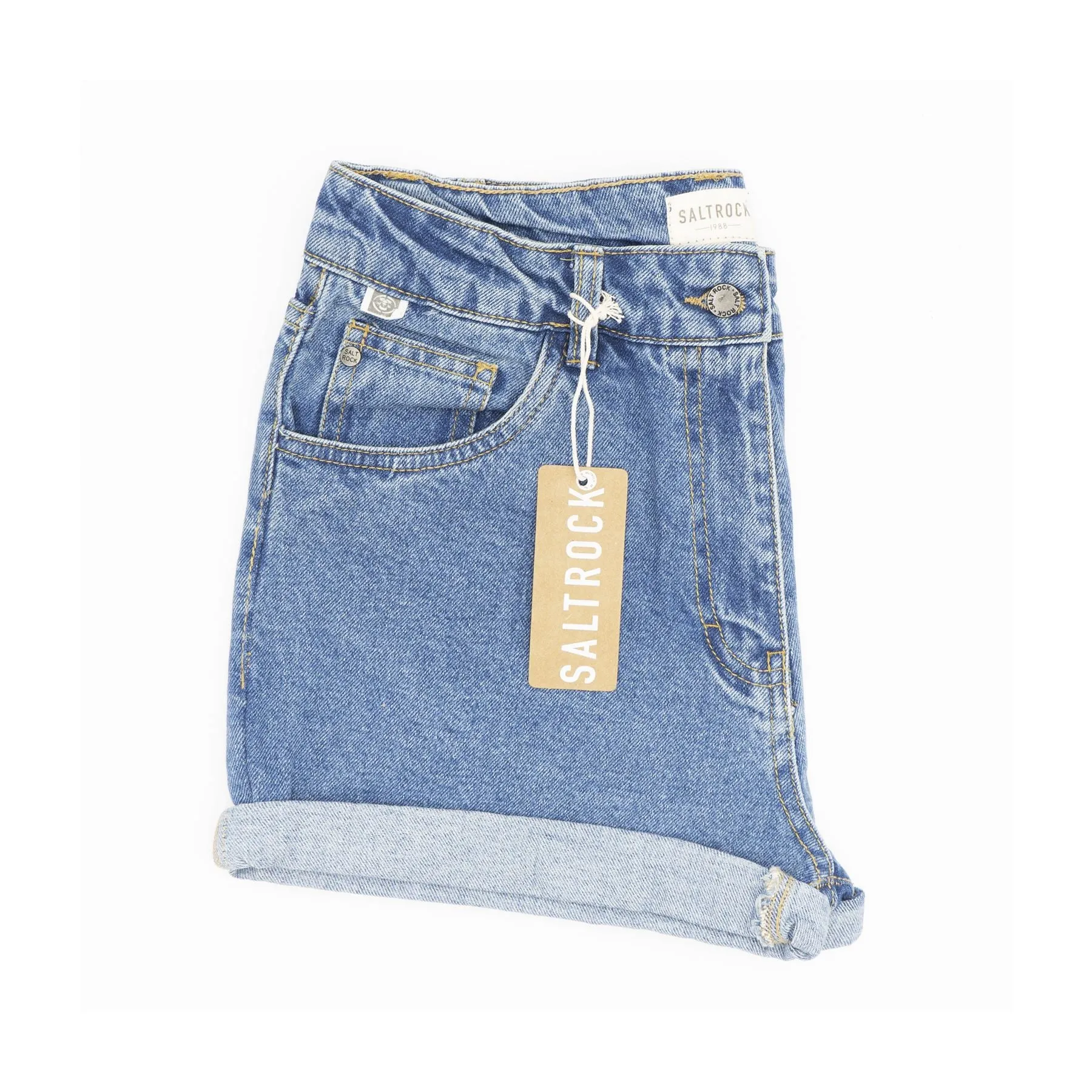 Saltrock Blue Denim High Waisted 5-Pocket Summer Shorts