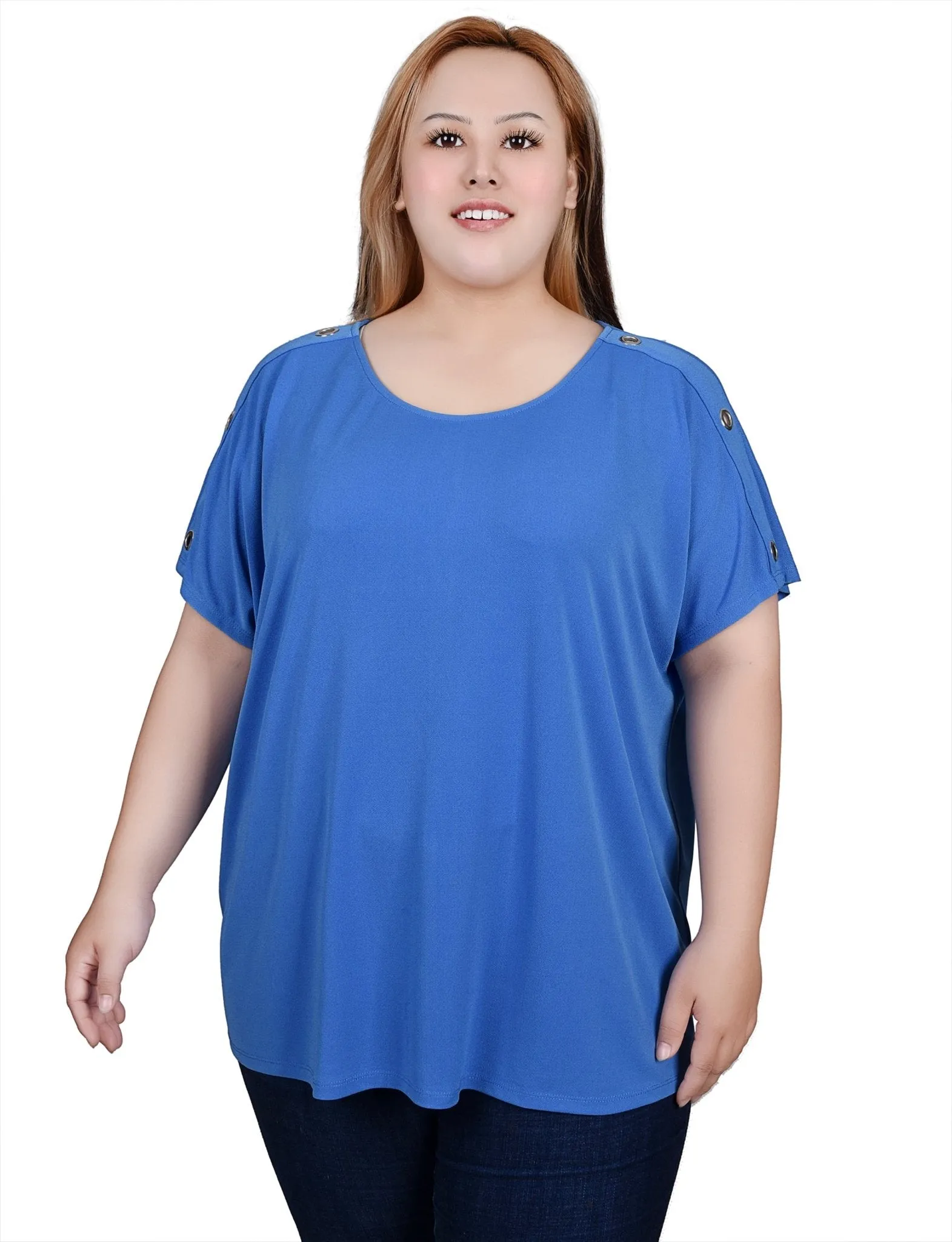 Short Sleeve Extended Sleeve Tunic Top - Plus